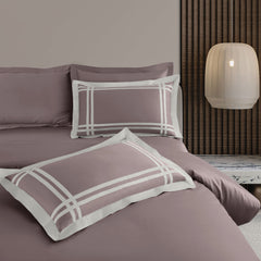 Malako Luxe: Bodo Collection 550TC Mauve/Wine 100% Cotton Super King Size Bedding