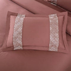 Malako Luxe Stitch & Dream: 550 TC Cedar/Rust Premium Embroidered Bedding