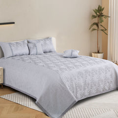 Malako Silver Grey Jacquard King Size 5 Piece Bedspread Set