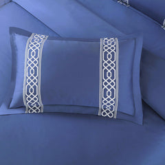Malako Luxe Stitch & Dream: 550 TC Midnight Blue Premium Embroidered Bedding