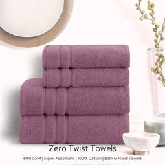 Malako Mauve 100% Cotton Zero Twist Towel (600GSM)