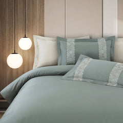 Malako Luxe Stitch & Dream: 550 TC Olive Green Premium Embroidered Bedding