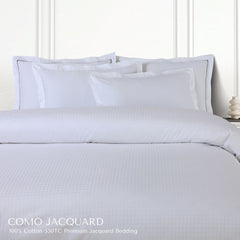 Malako Como Jacquard Brilliant White Checks 550 TC 100% Cotton Duvet Cover