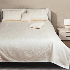 Malako FnF Cream Jacquard King Size 5 Piece Bedspread Set