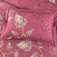 Malako Sion 100% Cotton Red Botanic King Size Bedding Set