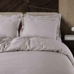 Lyon Jacquard Light Grey Checks 100% Cotton King Size Duvet Cover