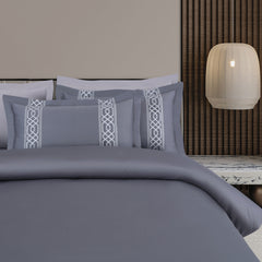 Malako Luxe Stitch & Dream: 550 TC Grey Premium Embroidered Bedding