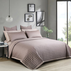 Malako Luxe 550 TC 100% Cotton Taupe Brown Solid King Size Bedspread Set