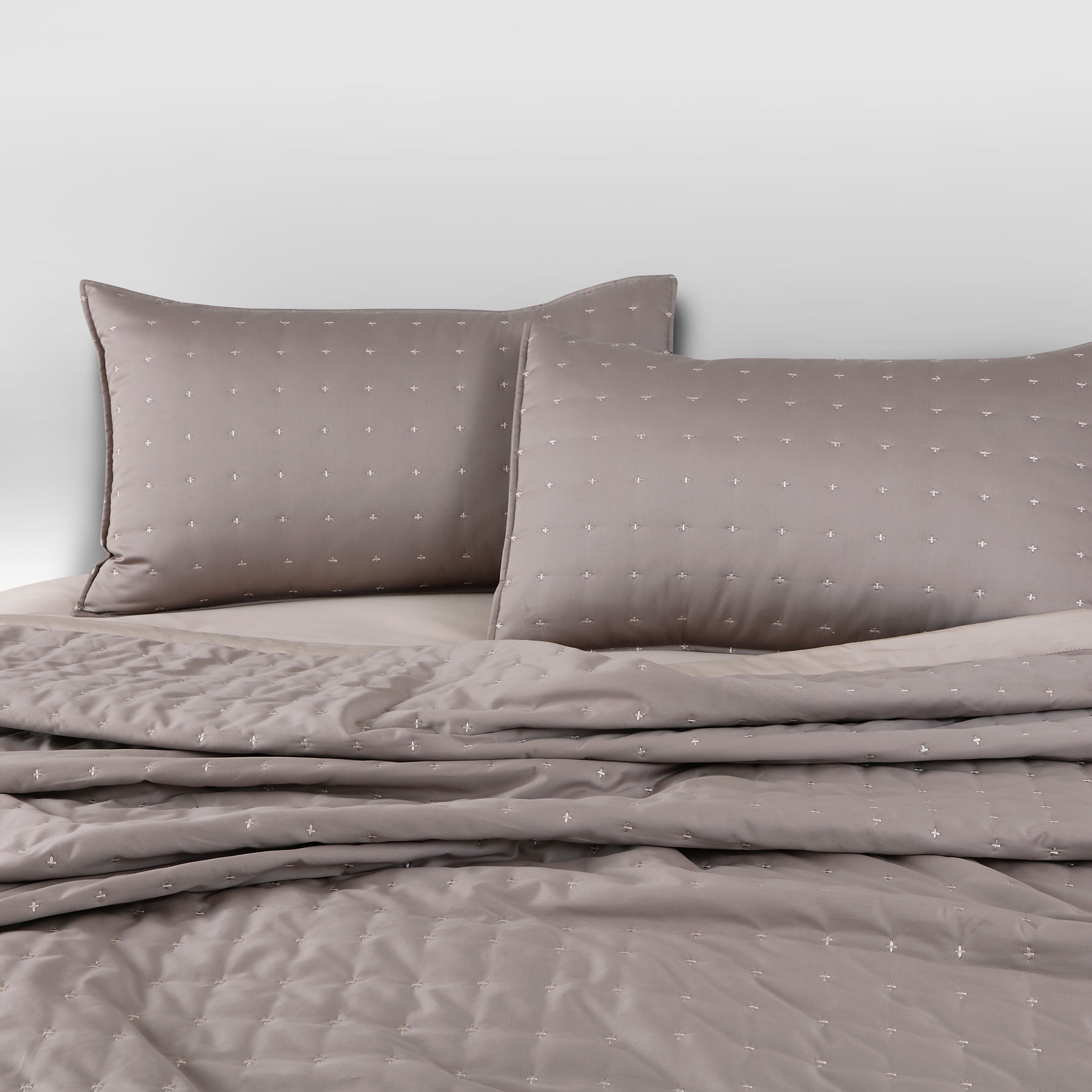 Malako Luxe 550 TC 100% Cotton Taupe Brown Solid King Size Bedspread Set
