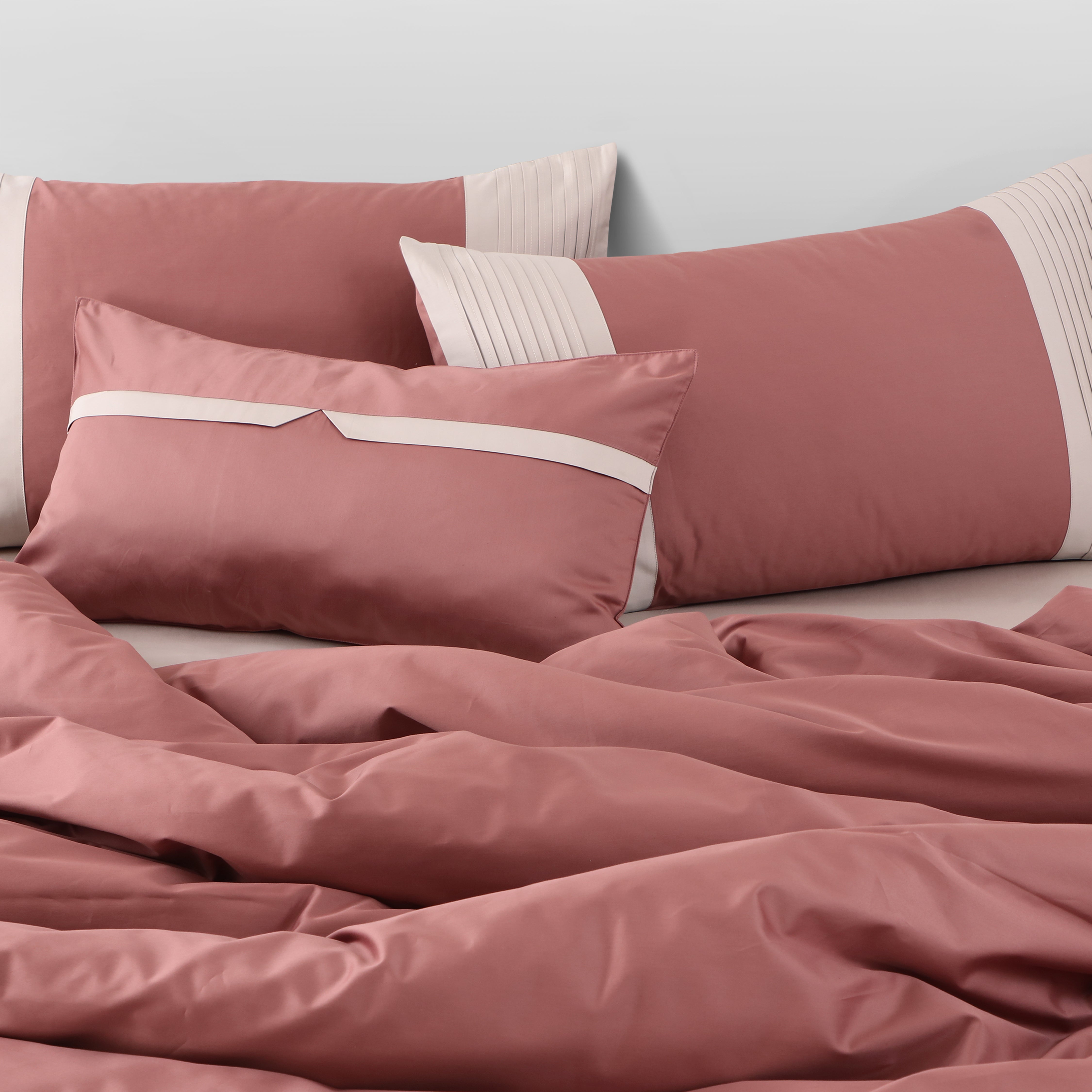 Malako Luxe Pintex 100% Cotton King Size 7 Piece Duvet Cover Set-Cedar Rust
