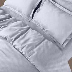Malako Lyon Jacquard Silver Grey Checks 100% Cotton King Size Bed Sheet with 2 Pillow Covers
