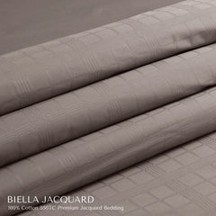 Malako Biella Jacquard Taupe Brown Checks 550 TC 100% Cotton King Size Duvet Cover Set