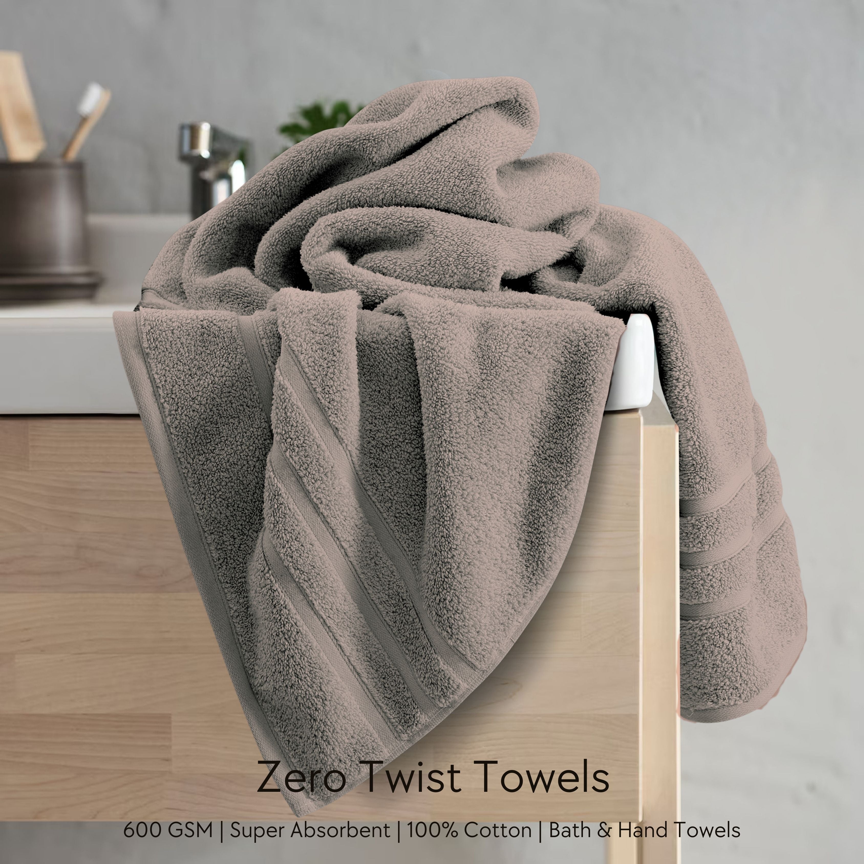 Malako Taupe Brown 100% Cotton Zero Twist Towel (600GSM)