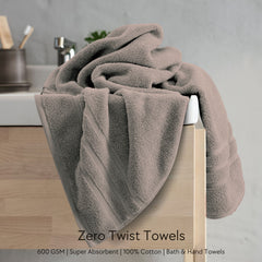Malako Taupe Brown 100% Cotton Zero Twist Towel (600GSM)