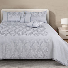 Malako Silver Grey Jacquard King Size 5 Piece Bedspread Set