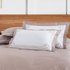 Malako Grace Embroidered Plain Beige King Size 100% Cotton Bed Sheet