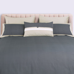 Malako Caèn 100% Cotton Grey/Beige Modern Abstract King Size 7 Piece Flannel Dohar Set