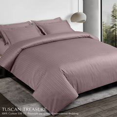 Malako Tuscan Treasure Striped Jacquard Wine 550 TC 100% Cotton Duvet Cover