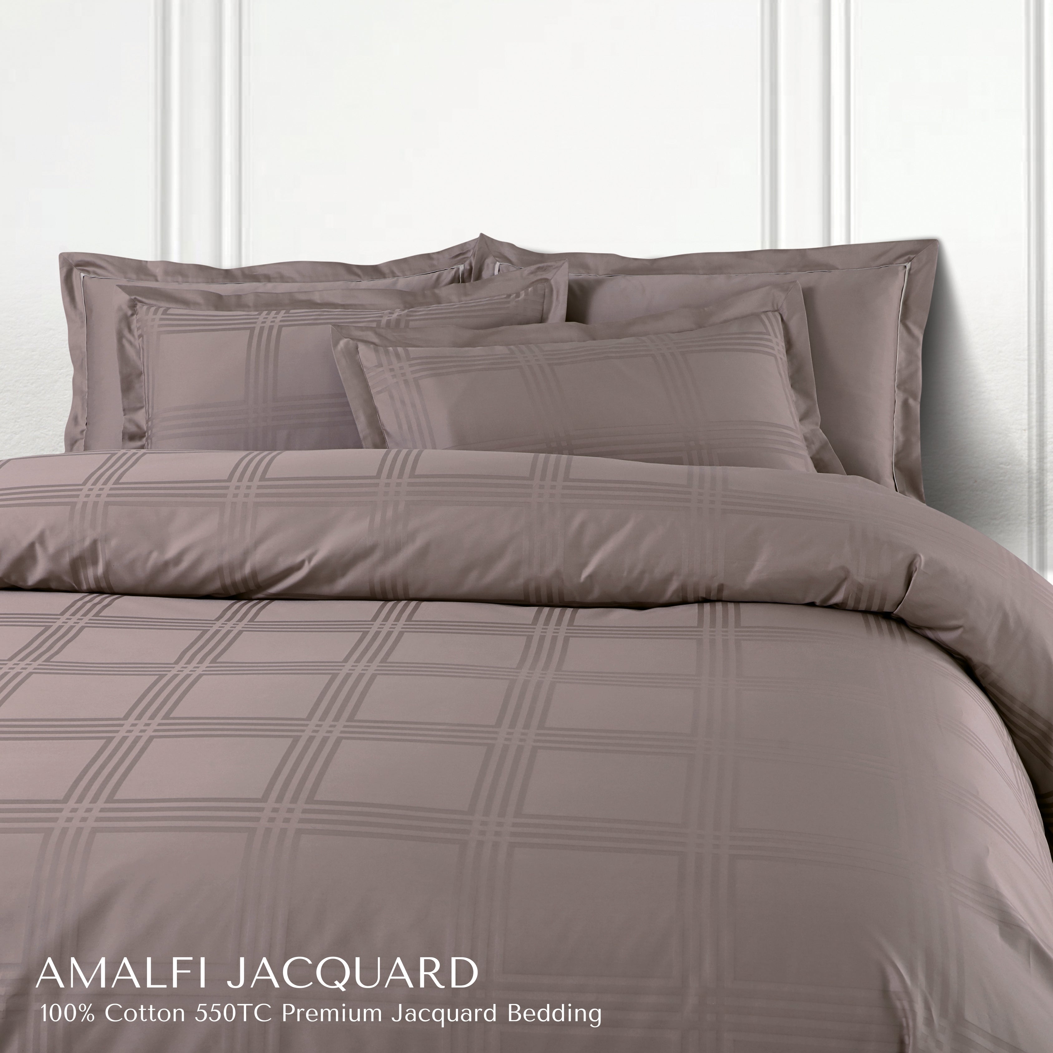 Malako Amalfi Jacquard Checkered 550 TC 100% Cotton King Size Bedding