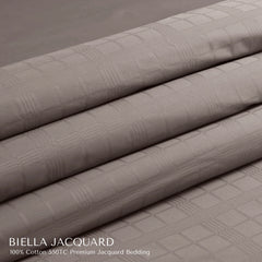 Malako Biella Jacquard Taupe Brown Checks 550 TC 100% Cotton King Size Bedding