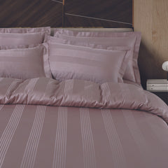 Malako Turin Jacquard Wine Stripes 500TC 100% Cotton King Size Bedding Set