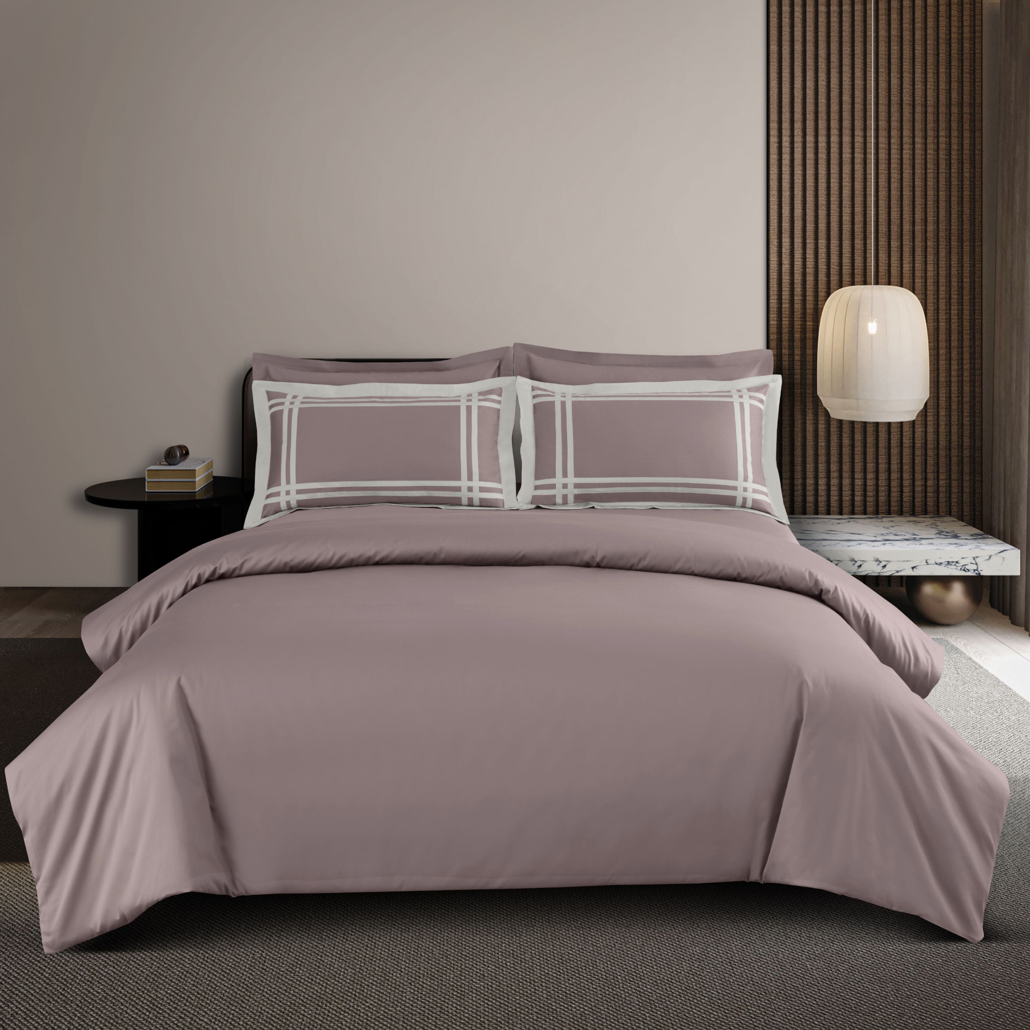 Malako Luxe: Bodo Collection 550TC Mauve/Wine 100% Cotton Super King Size Bedding