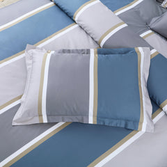 Malako Sion 100% Cotton Blue/Grey Geometrical King Size Bedding