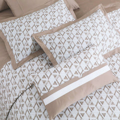 Malako Caèn 100% Cotton White & Beige Modern Abstract King Size Bedding