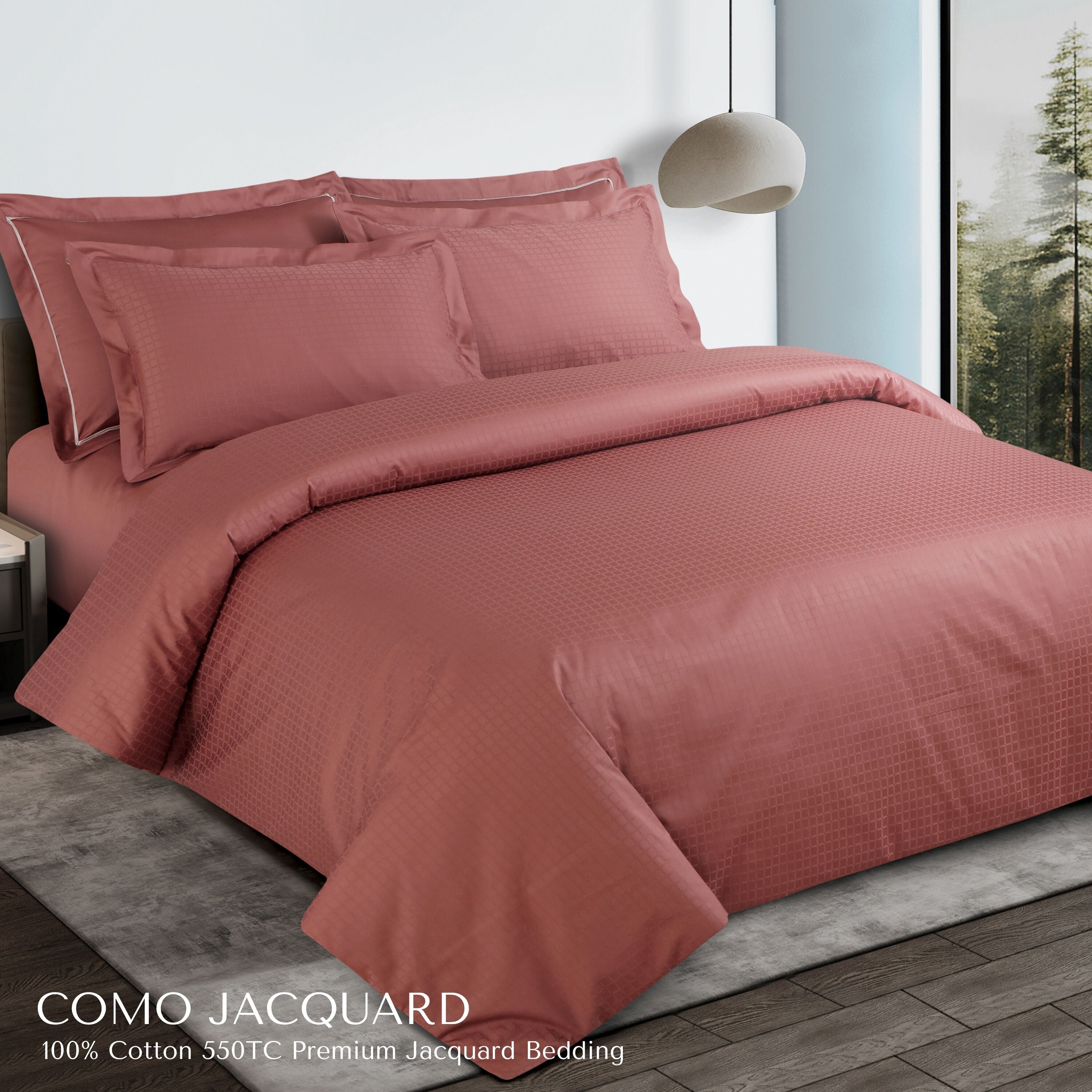 Malako Como Jacquard Checkered 550 TC 100% Cotton King Size Bedding