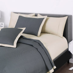Malako Caèn 100% Cotton Grey/Beige Modern Abstract King Size Bedding