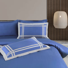 Malako Luxe: Bodo Collection 550TC Midnight Blue 100% Cotton Super King Size Duvet Cover Set