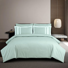 Malako Luxe: Oslo Collection 550TC Mint Green 100% Cotton Super King Size Duvet Cover Set