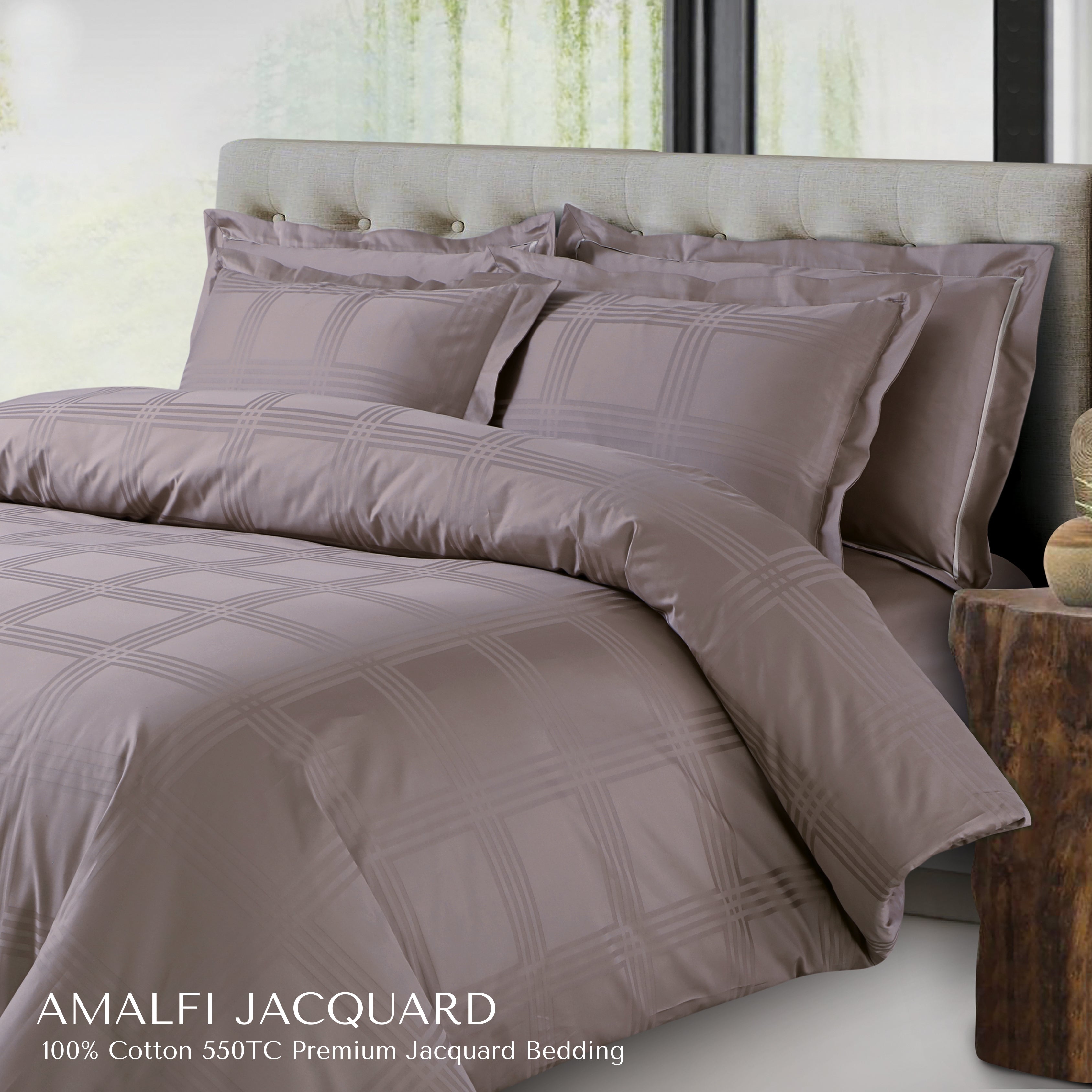 Malako Amalfi Jacquard Checkered 550 TC 100% Cotton King Size Bedding
