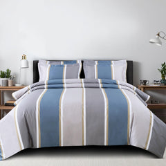 Malako Sion 100% Cotton Blue/Grey Geometrical King Size Bedding