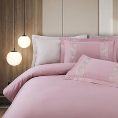 Malako Luxe Stitch & Dream: 550 TC Blush Pink Premium Embroidered Bedding