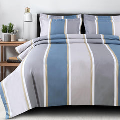 Malako Sion 100% Cotton Blue/Grey Geometrical King Size Bedding