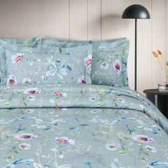 Malako Sion 100% Cotton Green Botanic King Size Bedding Set