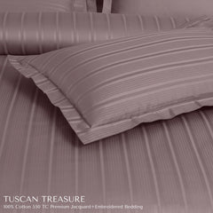Malako Tuscan Treasure Striped Jacquard Wine 550 TC 100% Cotton King Size Bedding