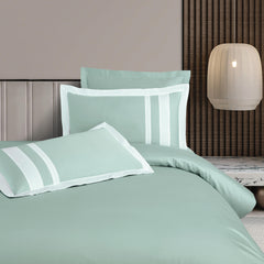 Malako Luxe: Oslo Collection 550TC Mint Green 100% Cotton Super King Size Duvet Cover Set