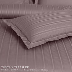 Malako Tuscan Treasure Striped Jacquard Wine 550 TC 100% Cotton King Size Duvet Cover Set