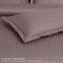 Malako Tuscan Treasure Striped Jacquard Wine 550 TC 100% Cotton Duvet Cover