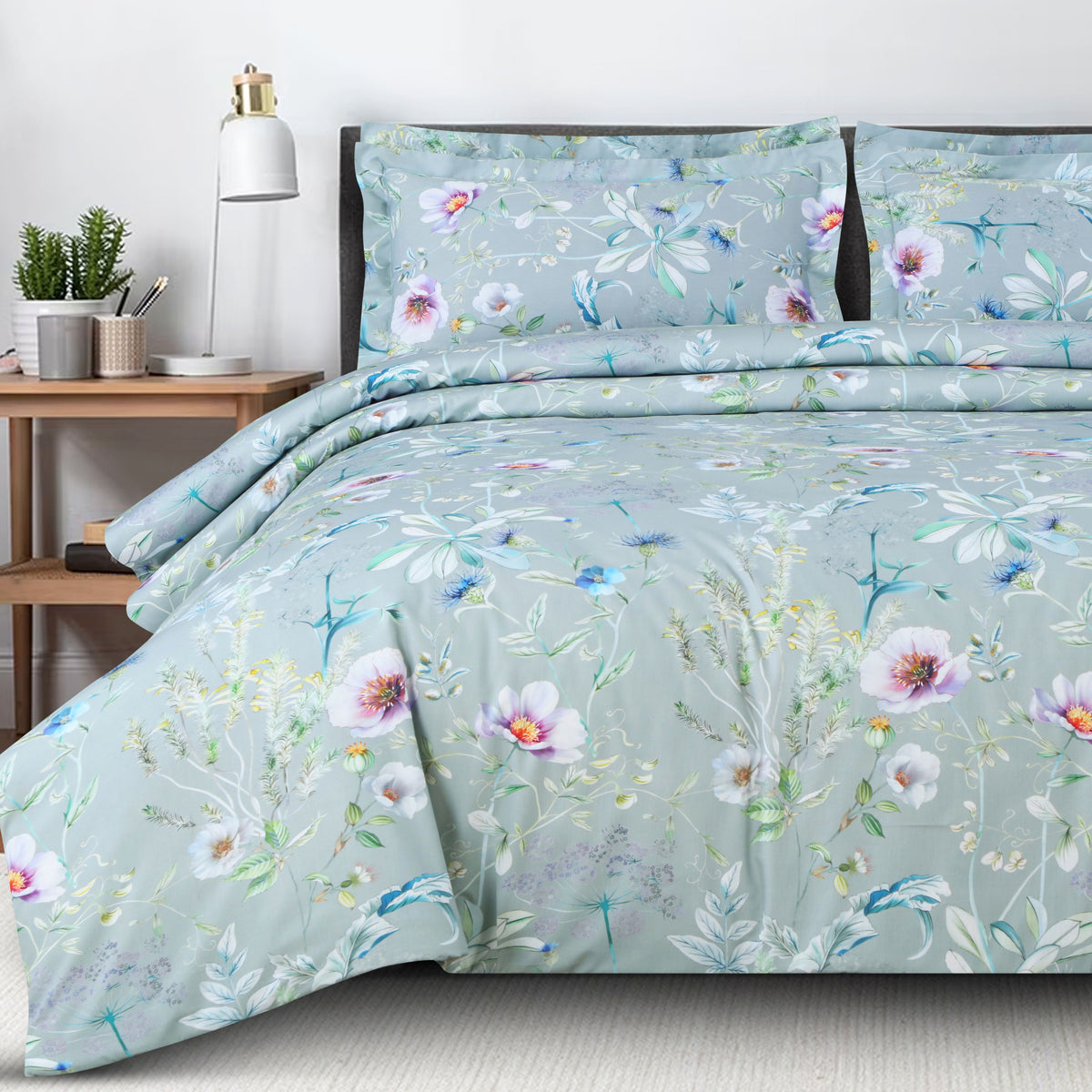 Malako Sion 100% Cotton Green Botanic King Size Bedding