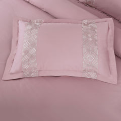 Malako Luxe Stitch & Dream: 550 TC Blush Pink Premium Embroidered Bedding