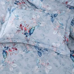 Malako Basel Blue Floral 100% Cotton King Size Bedding