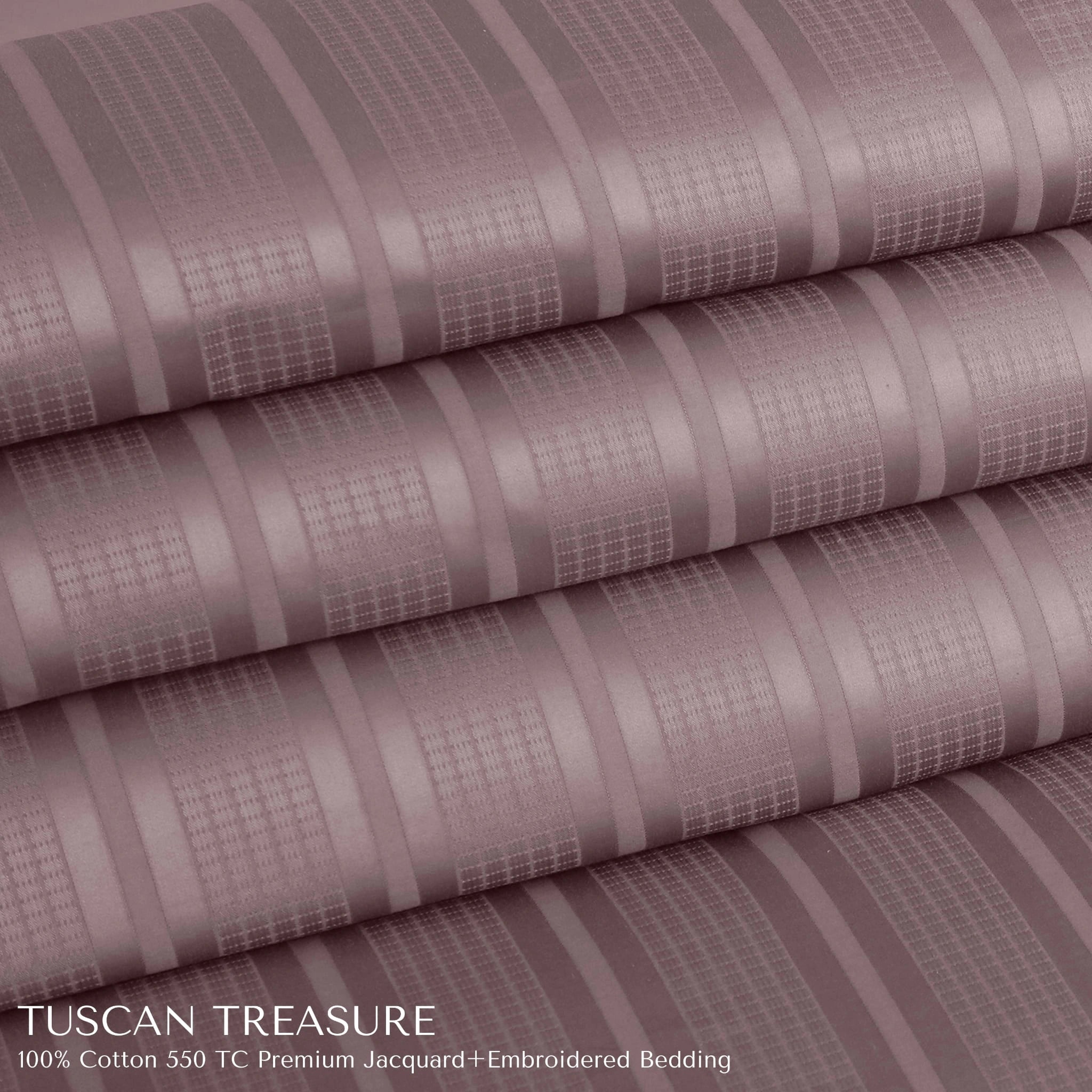 Malako Tuscan Treasure Striped Jacquard Wine 550 TC 100% Cotton King Size Bedding