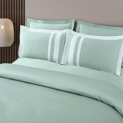 Malako Luxe: Oslo Collection 550TC Mint Green 100% Cotton Super King Size Duvet Cover Set
