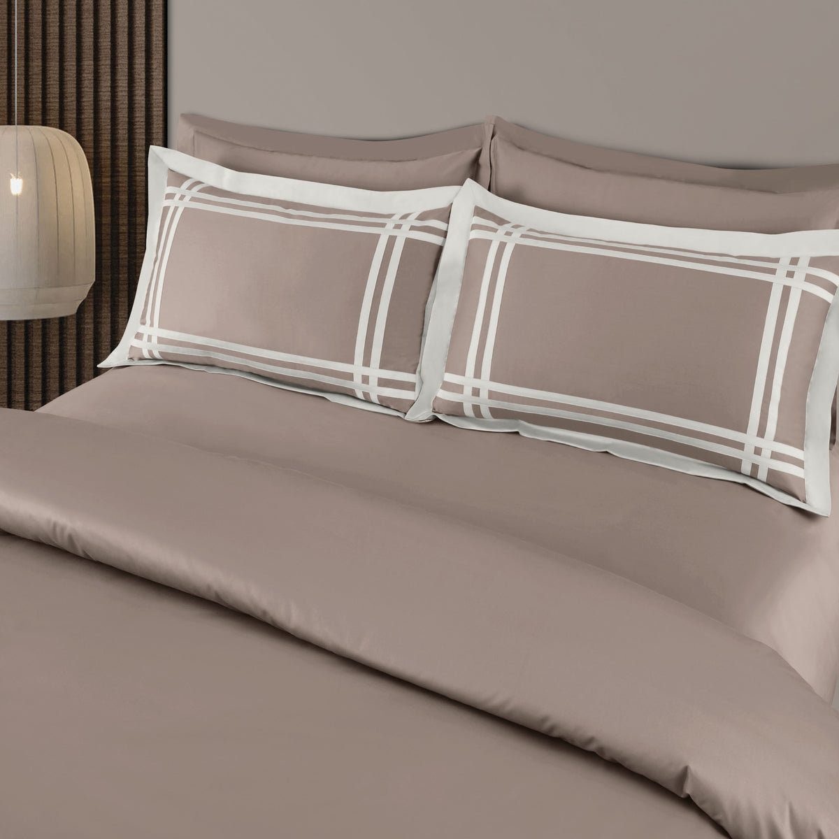 Malako Luxe: Bodo Collection 550TC Taupe Brown 100% Cotton Super King Size Bedding