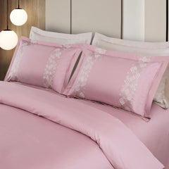 Malako Luxe Stitch & Dream: 550 TC Blush Pink Premium Embroidered Bedding