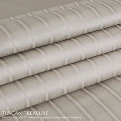 Malako Tuscan Treasure Striped Jacquard Olive Beige 550 TC 100% Cotton King Size Bedding