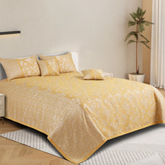 Malako Yellow Jacquard King Size 5 Piece Bedspread Set